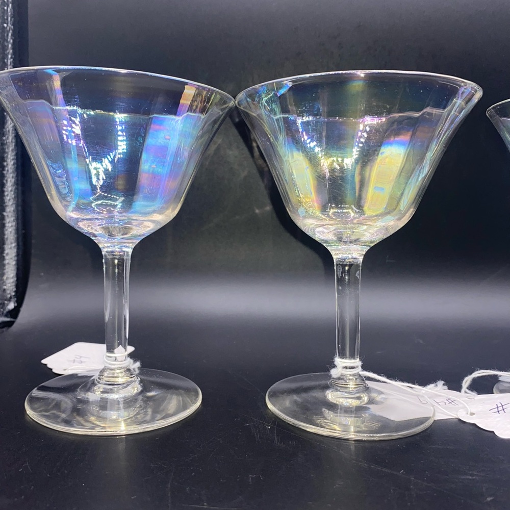4 Vintage Iridescent Optic Cocktail Glasses - Picture 3 of 4